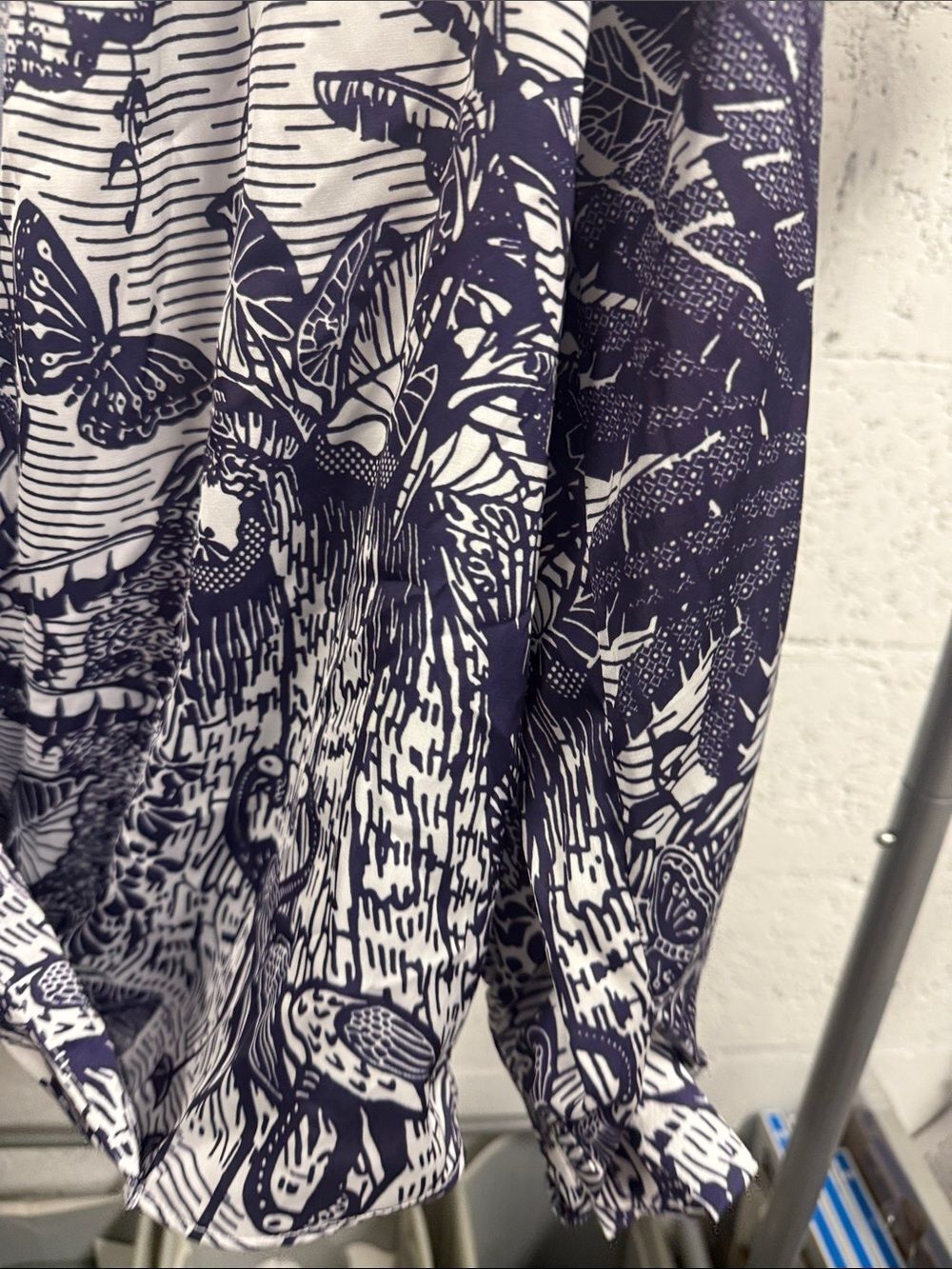 VINTAGE Christian Dior Purple & White Printed Wrap Cover Up Blouse - Picture 4 of 6